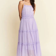 Davi & Dani Texture Swiss Dot Ruffle Square Neck Midi Dress-Dresses-Trendsi-Lavender-S-[option4]-[option5]-[option6]-[option7]-[option8]-Shop-Boutique-Clothing-for-Women-Online