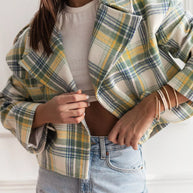 Plaid Lapel Collar Cropped Outerwear-jacket-Trendsi-Yellow And Blue Plaid-S-[option4]-[option5]-[option6]-[option7]-[option8]-Shop-Boutique-Clothing-for-Women-Online