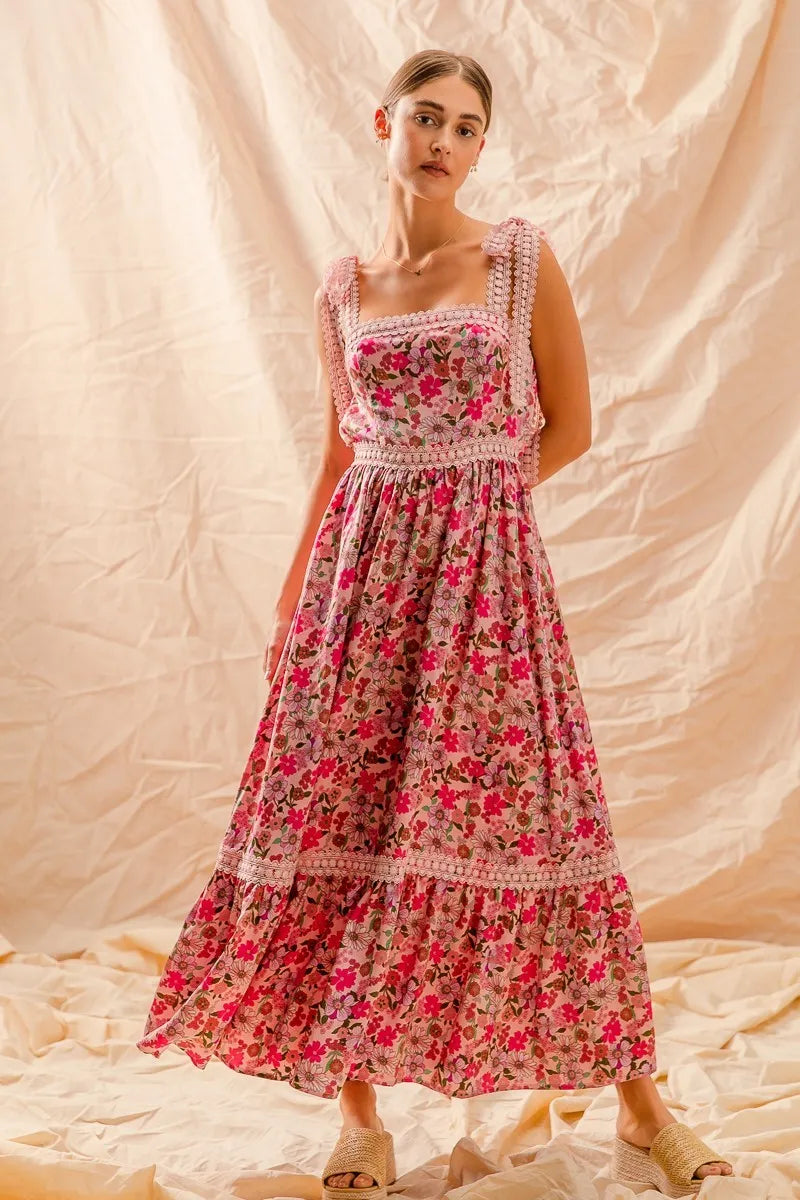SO ME Floral Maxi Dress With Ribbon Tie Lace Strap-Dresses-Trendsi-[option4]-[option5]-[option6]-[option7]-[option8]-Shop-Boutique-Clothing-for-Women-Online