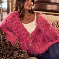 SO ME Soft Touch Hairy Loose Fit Cozy Sweater Cardigan-Cardigans-Trendsi-[option4]-[option5]-[option6]-[option7]-[option8]-Shop-Boutique-Clothing-for-Women-Online