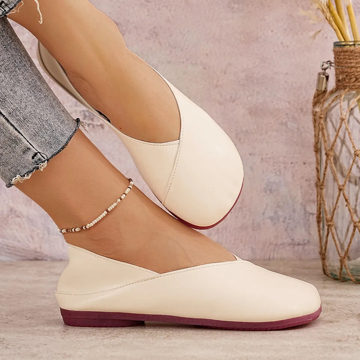 Round Toe Flats Slip-Ons-135 Flats-Trendsi-[option4]-[option5]-[option6]-[option7]-[option8]-Shop-Boutique-Clothing-for-Women-Online