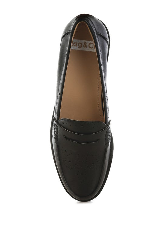 Clotilda Perforated Low Heel Loafers-Rag Company-[option4]-[option5]-[option6]-[option7]-[option8]-Shop-Boutique-Clothing-for-Women-Online
