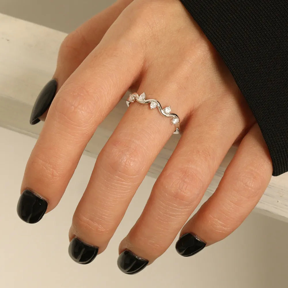 925 Sterling Silver Inlaid Zircon Ring-RINGS-Trendsi-Silver-5-[option4]-[option5]-[option6]-[option7]-[option8]-Shop-Boutique-Clothing-for-Women-Online