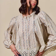 SO ME Floral Print Lace Button Down Shirt-Blouses-Trendsi-[option4]-[option5]-[option6]-[option7]-[option8]-Shop-Boutique-Clothing-for-Women-Online