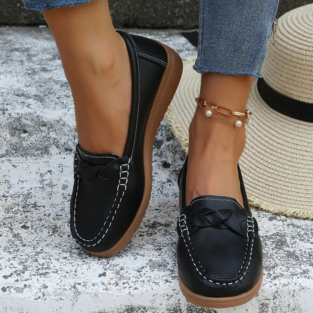 Weave Wedge Heeled Loafers-Shoes-Trendsi-Black-35(US4)-[option4]-[option5]-[option6]-[option7]-[option8]-Shop-Boutique-Clothing-for-Women-Online