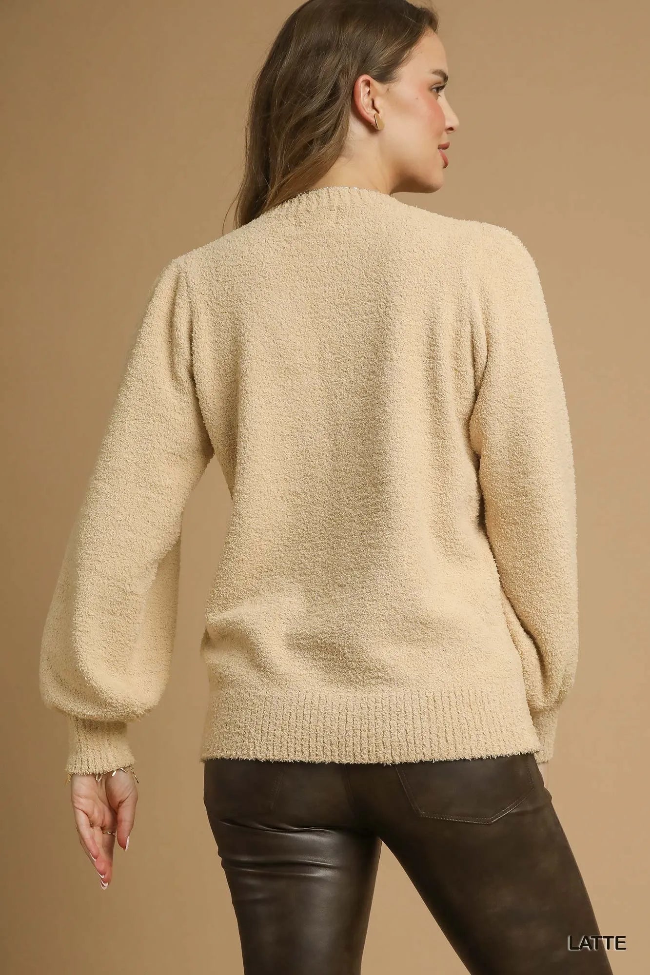Umgee Textured Long Sleeve Sweater with Ribbed Trim-Sweaters-Trendsi-[option4]-[option5]-[option6]-[option7]-[option8]-Shop-Boutique-Clothing-for-Women-Online
