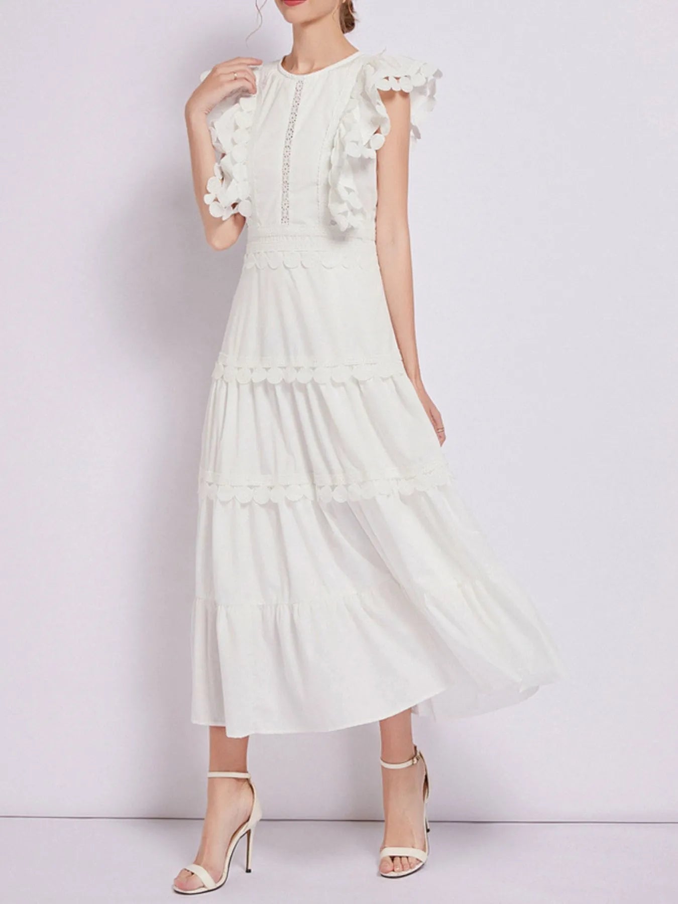 Sleeveless Ruffled Tiered Dress with Embroidered Trim-dresses-Trendsi-White-M-[option4]-[option5]-[option6]-[option7]-[option8]-Shop-Boutique-Clothing-for-Women-Online