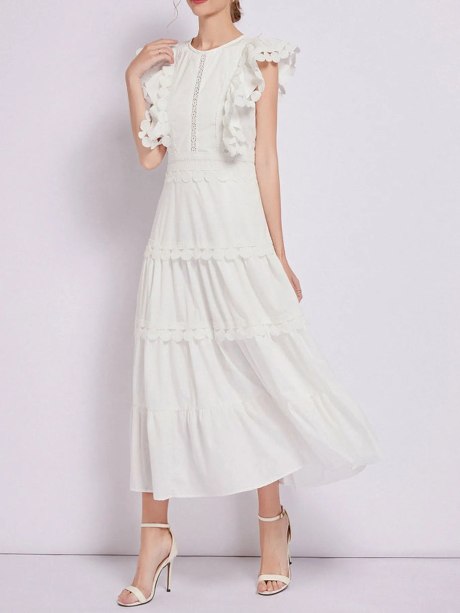 Sleeveless Ruffled Tiered Dress with Embroidered Trim-dresses-Trendsi-White-M-[option4]-[option5]-[option6]-[option7]-[option8]-Shop-Boutique-Clothing-for-Women-Online
