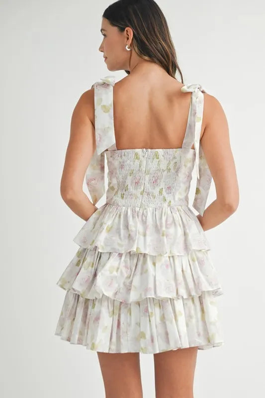 MABLE Floral Print Shoulder Tie Layered Mini Dress-Dresses-Trendsi-[option4]-[option5]-[option6]-[option7]-[option8]-Shop-Boutique-Clothing-for-Women-Online