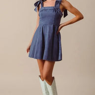 SO ME Fit and Flare Washed Gameday Dress-Dresses-Trendsi-NAVY-S-[option4]-[option5]-[option6]-[option7]-[option8]-Shop-Boutique-Clothing-for-Women-Online