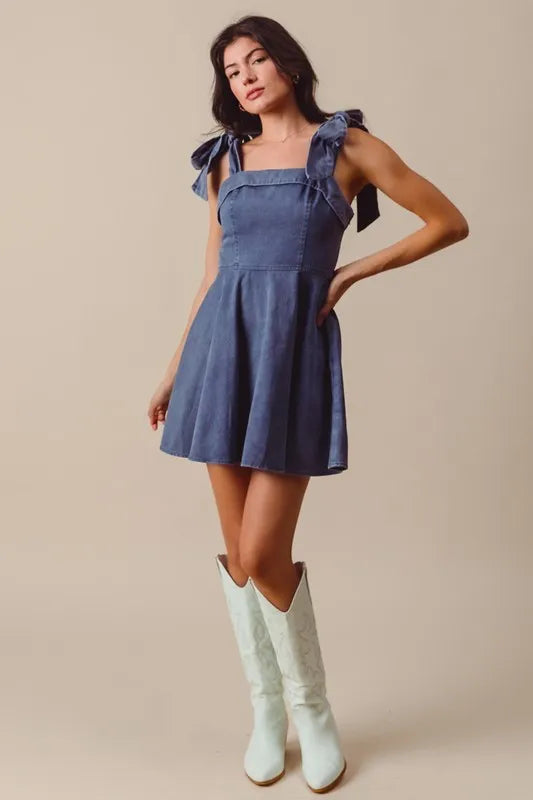 SO ME Fit and Flare Washed Gameday Dress-Dresses-Trendsi-NAVY-S-[option4]-[option5]-[option6]-[option7]-[option8]-Shop-Boutique-Clothing-for-Women-Online
