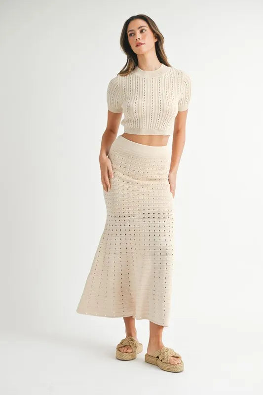 MABLE Pointelle Short Sleeve Crop Top and Slit Skirt Sweater Set-Sets-Trendsi-[option4]-[option5]-[option6]-[option7]-[option8]-Shop-Boutique-Clothing-for-Women-Online