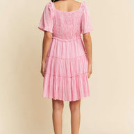 Davi & Dani Jacquard Checker Smocking Tiered Dress-Dresses-Trendsi-[option4]-[option5]-[option6]-[option7]-[option8]-Shop-Boutique-Clothing-for-Women-Online