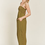 SMOCKED TIE STRAP JUMPSUIT-Jade By Jane-[option4]-[option5]-[option6]-[option7]-[option8]-Shop-Boutique-Clothing-for-Women-Online