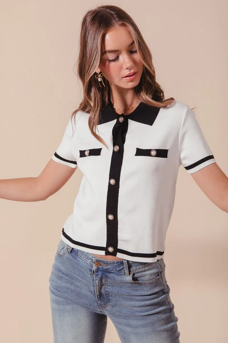SO ME Button Down Knitted Sweater Shirt Top-Blouses-Trendsi-[option4]-[option5]-[option6]-[option7]-[option8]-Shop-Boutique-Clothing-for-Women-Online