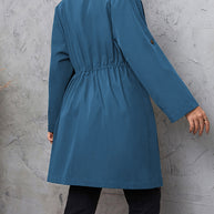 Honey Plus Size Lapel Collar Drawstring Roll-Tab Sleeve Trench Coat-Coats & Jackets-Trendsi-[option4]-[option5]-[option6]-[option7]-[option8]-Shop-Boutique-Clothing-for-Women-Online