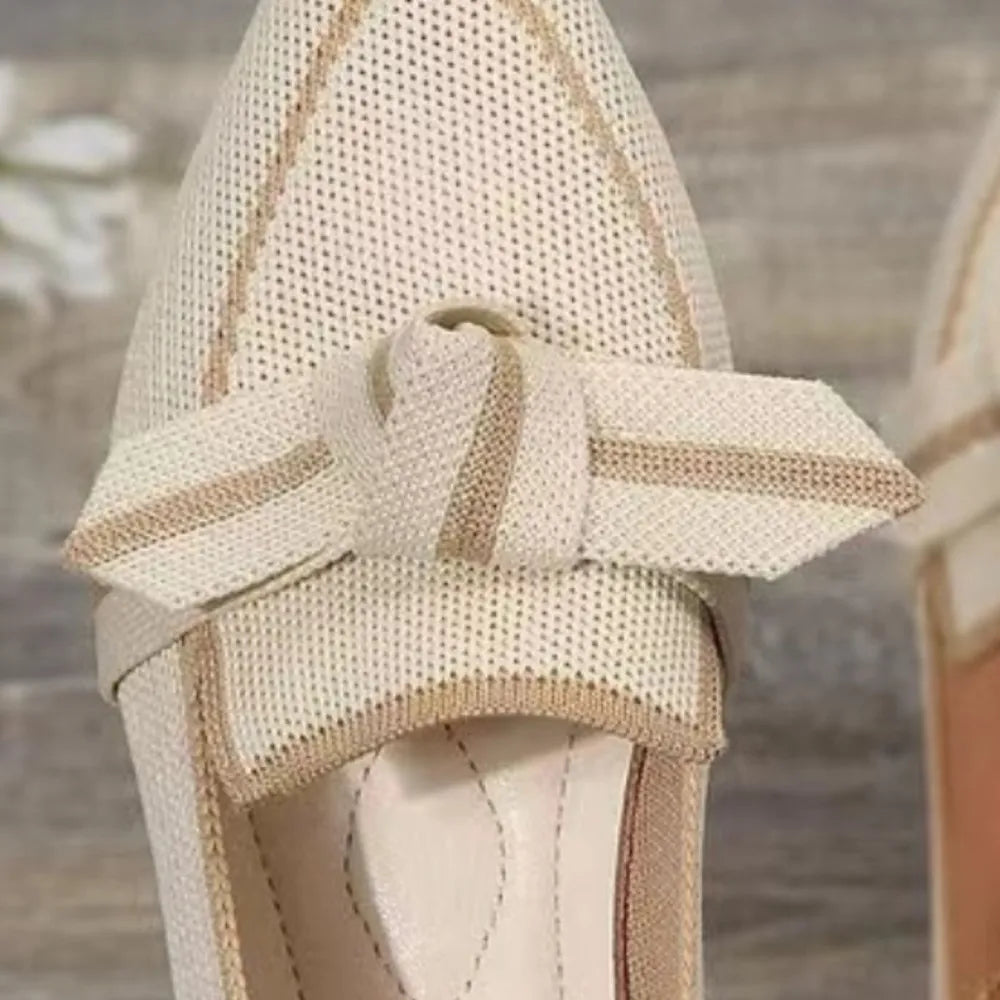 Bow Contrast Trim Point Toe Loafers-Flats-Trendsi-[option4]-[option5]-[option6]-[option7]-[option8]-Shop-Boutique-Clothing-for-Women-Online