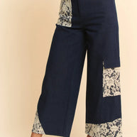 Davi & Dani Lace Applique Wide Leg Jeans-Jeans-Trendsi-Dark-S-[option4]-[option5]-[option6]-[option7]-[option8]-Shop-Boutique-Clothing-for-Women-Online