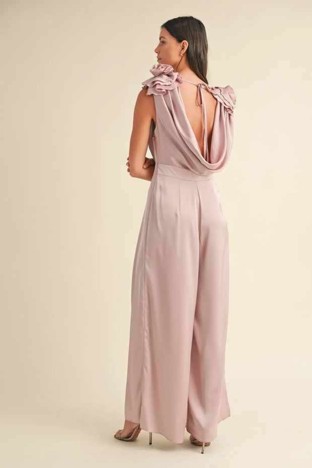 MABLE 3D Floral Applique Deep Cowl Neck Jumpsuit-Jumpsuits & Rompers-Trendsi-[option4]-[option5]-[option6]-[option7]-[option8]-Shop-Boutique-Clothing-for-Women-Online