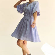Davi & Dani Back Button Puff Sleeve Mini Dress-Dresses-Trendsi-Lavender-S-[option4]-[option5]-[option6]-[option7]-[option8]-Shop-Boutique-Clothing-for-Women-Online