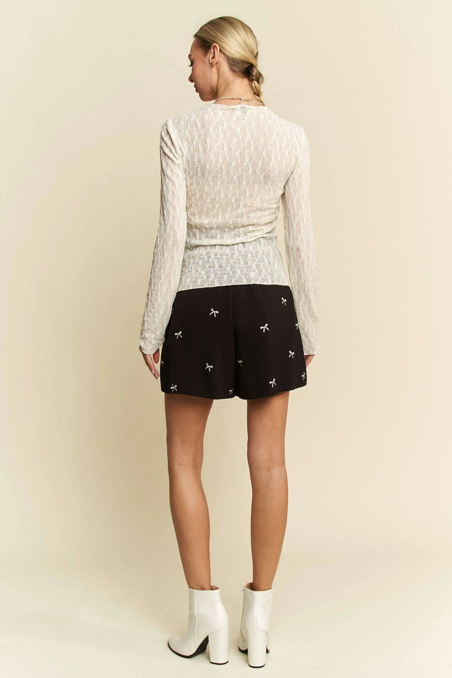 Davi & Dani Long Sleeve Sheer Small Embroidered Bows Lace Top-Top-Trendsi-[option4]-[option5]-[option6]-[option7]-[option8]-Shop-Boutique-Clothing-for-Women-Online