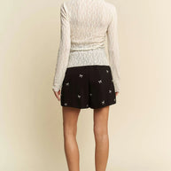 Davi & Dani Long Sleeve Sheer Small Embroidered Bows Lace Top-Top-Trendsi-[option4]-[option5]-[option6]-[option7]-[option8]-Shop-Boutique-Clothing-for-Women-Online