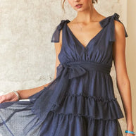 ADORA Tie Shoulder Polka Dot Mesh Dress-Dresses-Trendsi-Dark Navy-S-[option4]-[option5]-[option6]-[option7]-[option8]-Shop-Boutique-Clothing-for-Women-Online