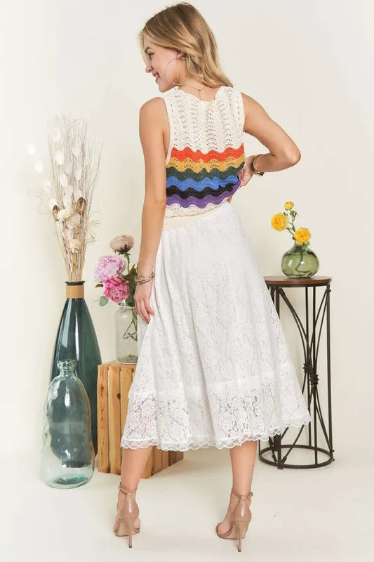 ADORA Elastic Waist Lace Midi Skirt-Skirts-Trendsi-[option4]-[option5]-[option6]-[option7]-[option8]-Shop-Boutique-Clothing-for-Women-Online