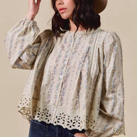 SO ME Floral Print Lace Button Down Shirt-Blouses-Trendsi-[option4]-[option5]-[option6]-[option7]-[option8]-Shop-Boutique-Clothing-for-Women-Online