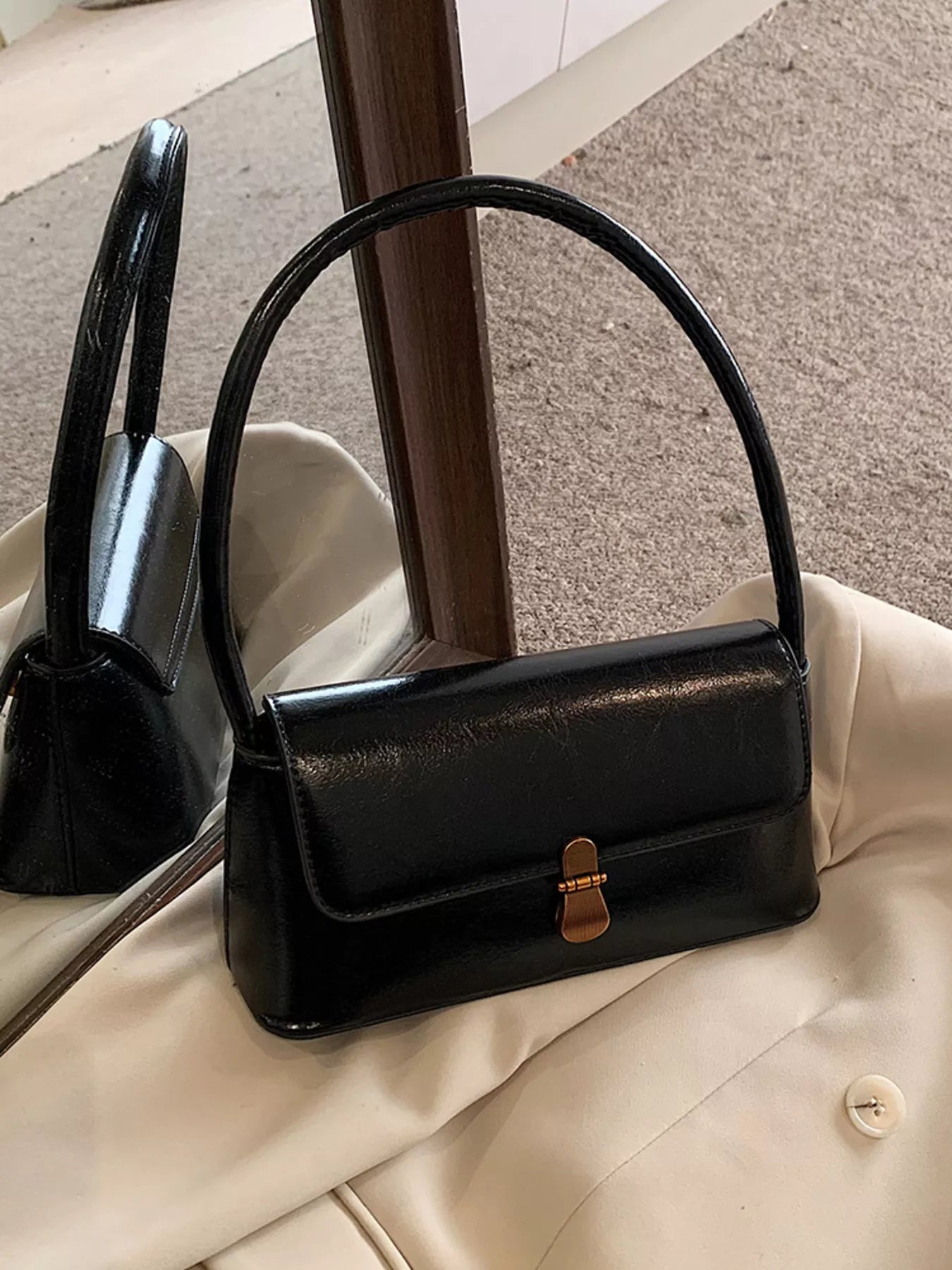 PU Leather Shoulder Bag-Bags-Trendsi-Black-One Size-[option4]-[option5]-[option6]-[option7]-[option8]-Shop-Boutique-Clothing-for-Women-Online