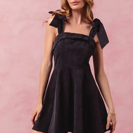 SO ME Fit and Flare Washed Gameday Dress-Dresses-Trendsi-BLACK-S-[option4]-[option5]-[option6]-[option7]-[option8]-Shop-Boutique-Clothing-for-Women-Online