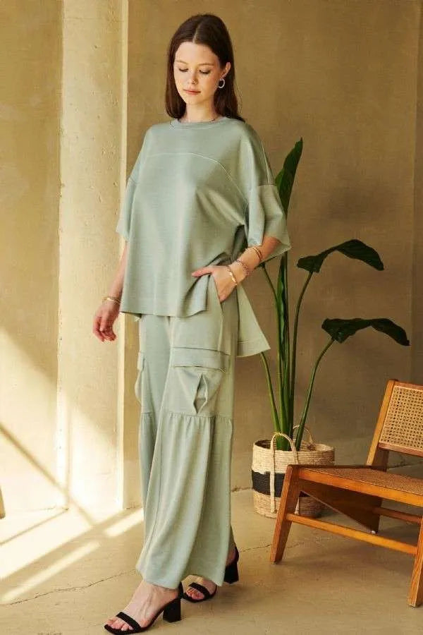 Davi & Dani Drawstring Ruched Detail Wide Leg Pants-Pants-Trendsi-[option4]-[option5]-[option6]-[option7]-[option8]-Shop-Boutique-Clothing-for-Women-Online