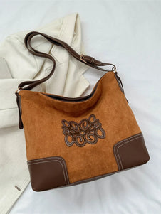 Suede Patch Adjustable Strap Tote Bag-Bags-Trendsi-Ochre-One Size-[option4]-[option5]-[option6]-[option7]-[option8]-Shop-Boutique-Clothing-for-Women-Online