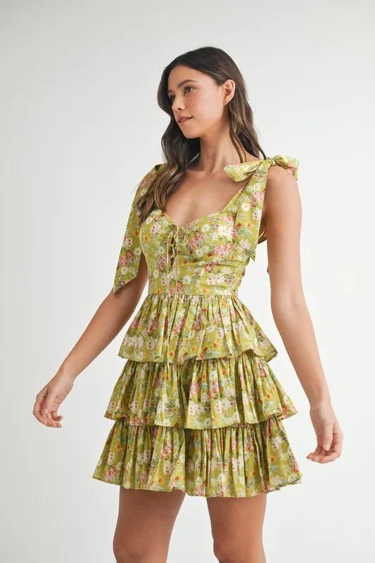 MABLE Floral Print Shoulder Tie Layered Mini Dress-Dresses-Trendsi-[option4]-[option5]-[option6]-[option7]-[option8]-Shop-Boutique-Clothing-for-Women-Online