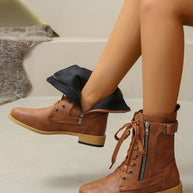 PU Leather Lace-Up Boots-Boots-Trendsi-Caramel-36(US5)-[option4]-[option5]-[option6]-[option7]-[option8]-Shop-Boutique-Clothing-for-Women-Online