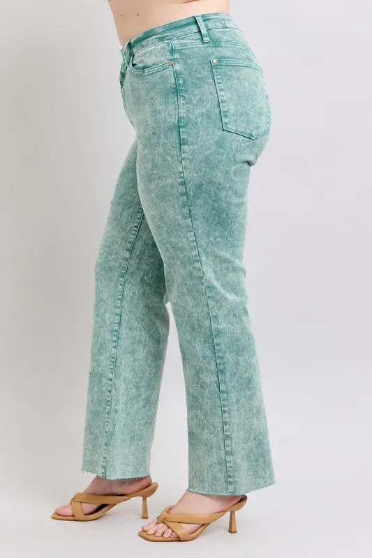 Judy Blue High Waist Garment Dyed Raw Hem Dad Jeans-Trendsi-[option4]-[option5]-[option6]-[option7]-[option8]-Shop-Boutique-Clothing-for-Women-Online