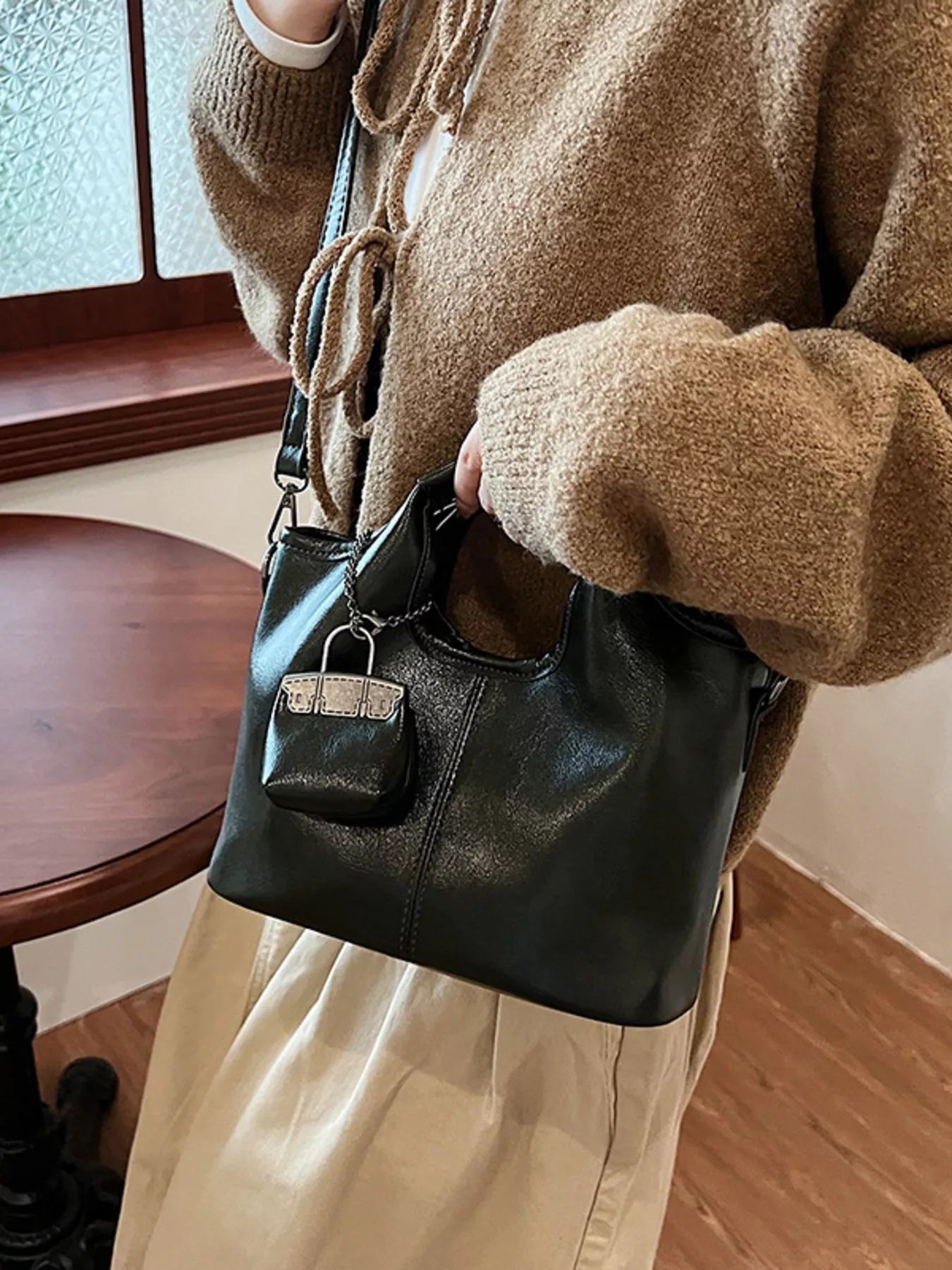 Leather Crossbody Bag with Charm-handbag-Trendsi-[option4]-[option5]-[option6]-[option7]-[option8]-Shop-Boutique-Clothing-for-Women-Online