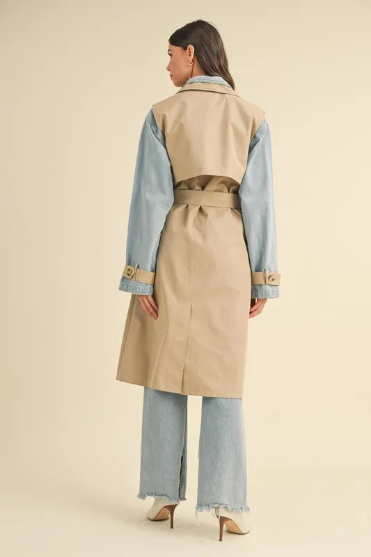 MABLE Layered Look Trench Coat With Denim Jacket-Coats & Jackets-Trendsi-[option4]-[option5]-[option6]-[option7]-[option8]-Shop-Boutique-Clothing-for-Women-Online