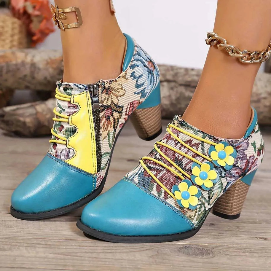 Vintage Bohemian Patchwork Ankle Boots-Trendsi-Peacock Blue-36-[option4]-[option5]-[option6]-[option7]-[option8]-Shop-Boutique-Clothing-for-Women-Online