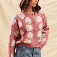 SO ME Strawberry Fruit All Over Button Sweater Cardigan-Cardigan-Trendsi-[option4]-[option5]-[option6]-[option7]-[option8]-Shop-Boutique-Clothing-for-Women-Online