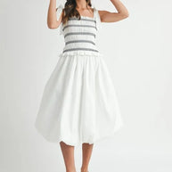 MABLE Smocked Bodice Bubble Midi Dress-Dresses-Trendsi-[option4]-[option5]-[option6]-[option7]-[option8]-Shop-Boutique-Clothing-for-Women-Online