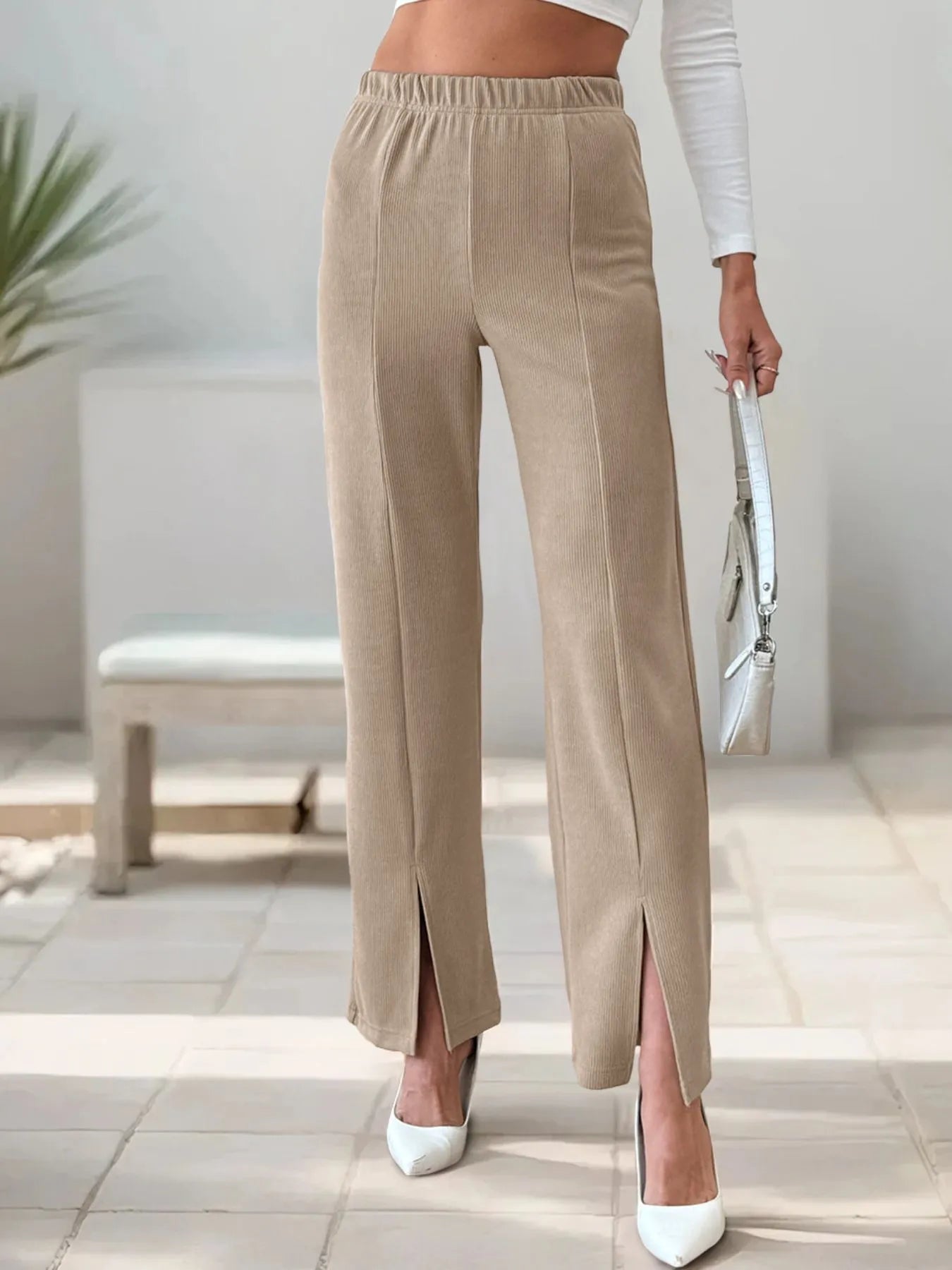 High-Waisted Slit Pants-Pants-Trendsi-[option4]-[option5]-[option6]-[option7]-[option8]-Shop-Boutique-Clothing-for-Women-Online