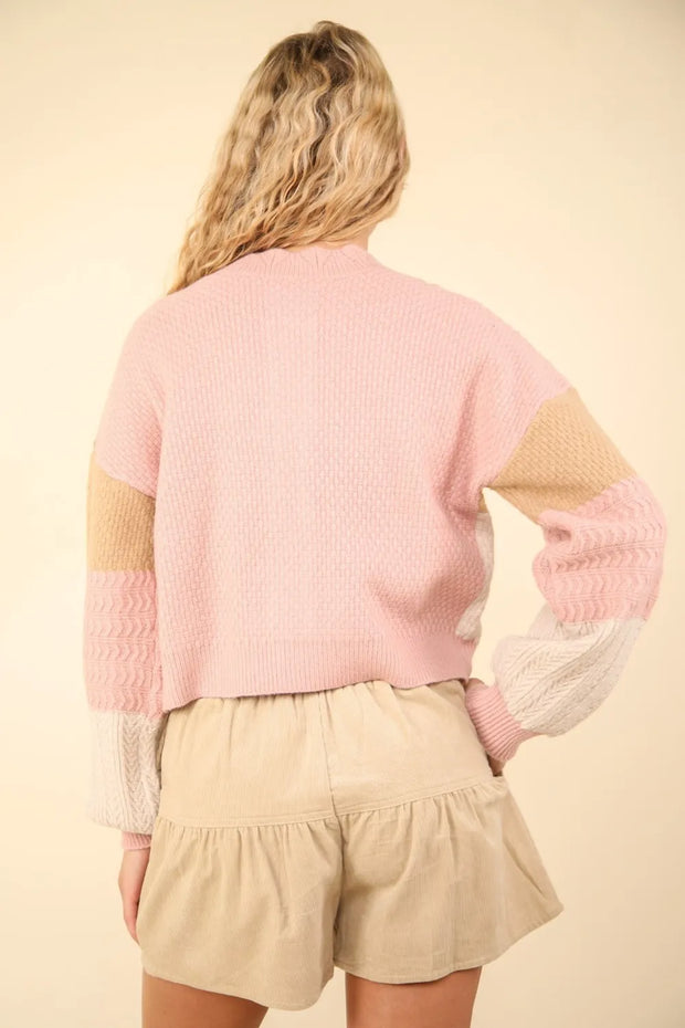 VERY J Color Block Button Down Textured Sweater Cardigan-Cardigan-Trendsi-[option4]-[option5]-[option6]-[option7]-[option8]-Shop-Boutique-Clothing-for-Women-Online