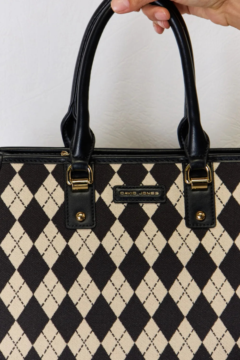David Jones Argyle Pattern PU Leather Handbag-Bags-Trendsi-[option4]-[option5]-[option6]-[option7]-[option8]-Shop-Boutique-Clothing-for-Women-Online