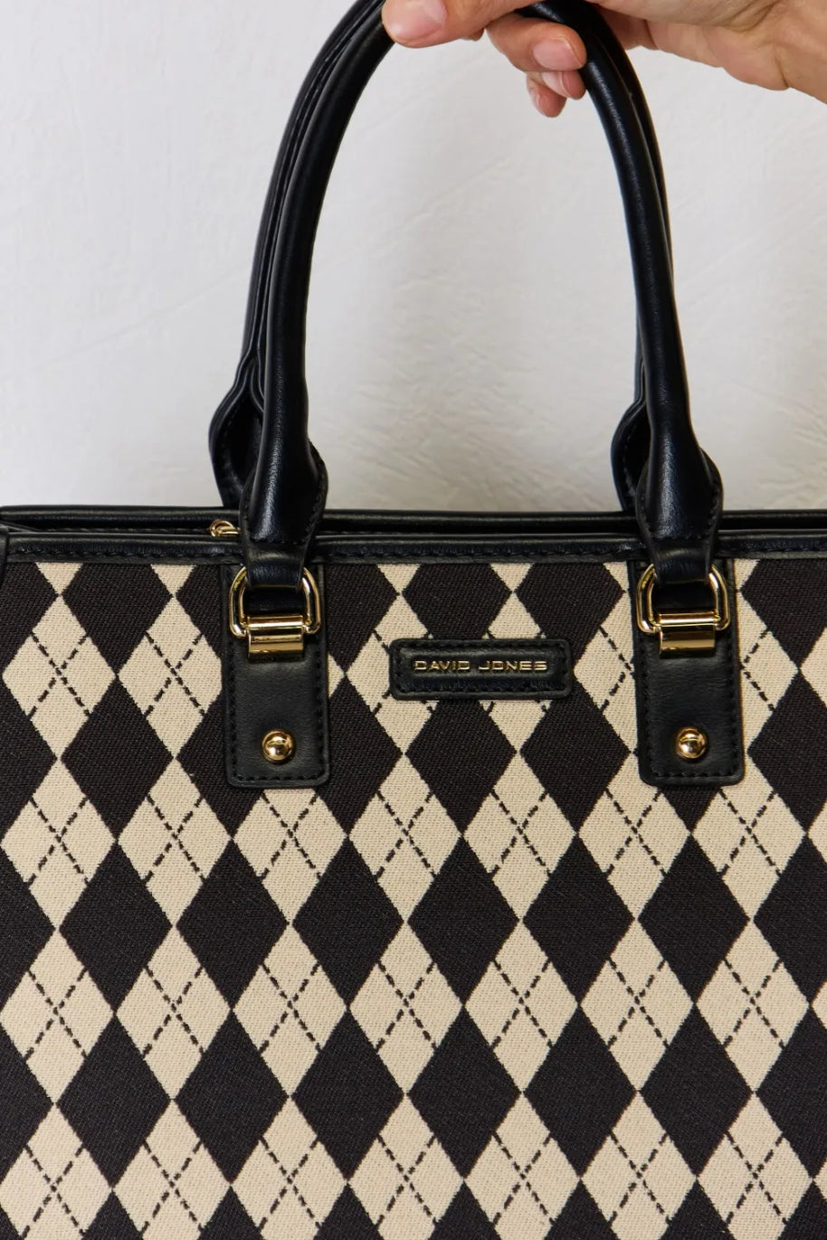David Jones Argyle Pattern PU Leather Handbag-Bags-Trendsi-[option4]-[option5]-[option6]-[option7]-[option8]-Shop-Boutique-Clothing-for-Women-Online