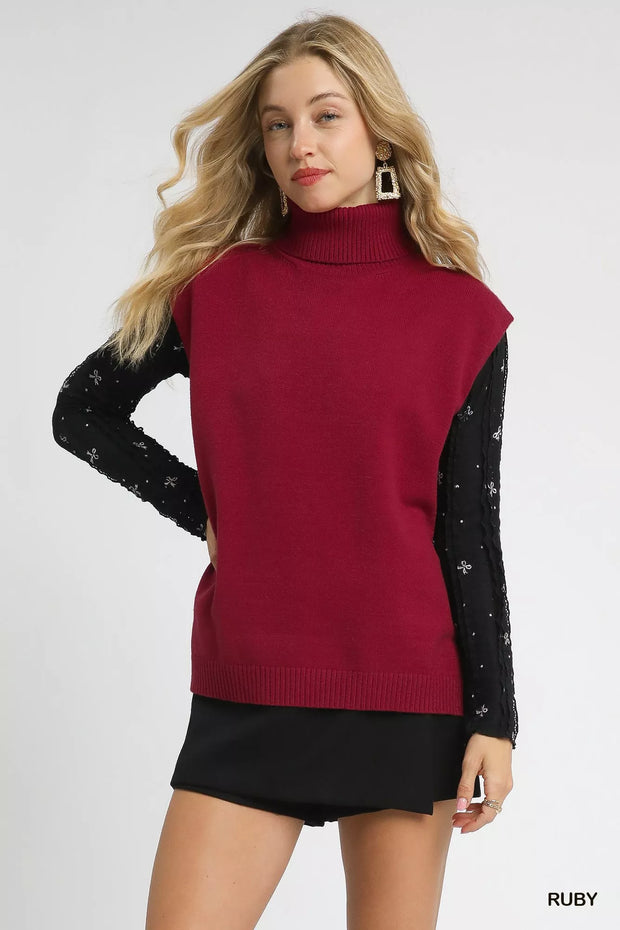Umgee High-Low Turtleneck Sleeveless Sweater Top-sweater-Trendsi-RUBY-S-[option4]-[option5]-[option6]-[option7]-[option8]-Shop-Boutique-Clothing-for-Women-Online