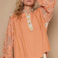POL Floral Half Button Lace Detail Long Sleeve Top-Blouses-Trendsi-[option4]-[option5]-[option6]-[option7]-[option8]-Shop-Boutique-Clothing-for-Women-Online