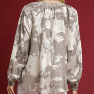 Umgee Full Size Metallic Fabric Blouse with Balloon Sleeves-Blouses-Trendsi-[option4]-[option5]-[option6]-[option7]-[option8]-Shop-Boutique-Clothing-for-Women-Online