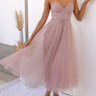 Sweetheart Neck Tulle Midi Dress-Dresses-Trendsi-Pink-S-[option4]-[option5]-[option6]-[option7]-[option8]-Shop-Boutique-Clothing-for-Women-Online