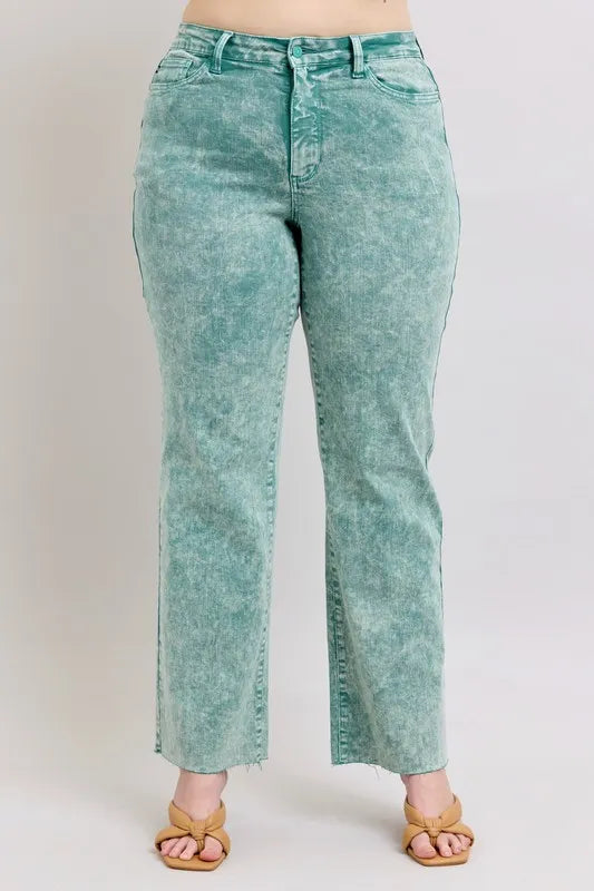 Judy Blue High Waist Garment Dyed Raw Hem Dad Jeans-Trendsi-[option4]-[option5]-[option6]-[option7]-[option8]-Shop-Boutique-Clothing-for-Women-Online